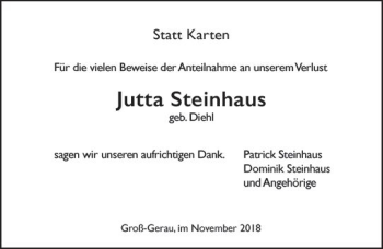 Traueranzeige von Jutta Steinhaus von vrm-trauer