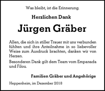 Traueranzeige von Jürgen Gräber von vrm-trauer