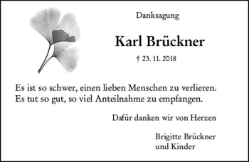 Traueranzeige von Karl Brückner von vrm-trauer