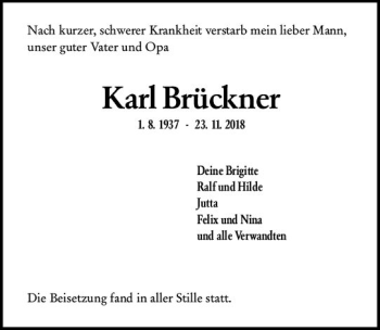 Traueranzeige von Karl Brückner von vrm-trauer