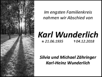 Traueranzeige von Karl Wunderlich von vrm-trauer
