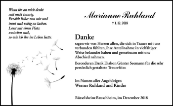 Traueranzeige von Marianne Ruhland von vrm-trauer