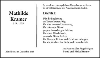 Traueranzeige von Mathilde Kramer von vrm-trauer