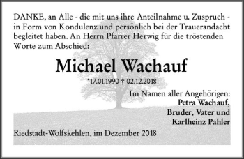 Traueranzeige von Michael Wachauf von vrm-trauer