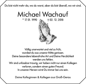 Traueranzeige von Michael Wachauf von vrm-trauer