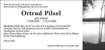 Traueranzeige von Ortrud Pilsel von vrm-trauer