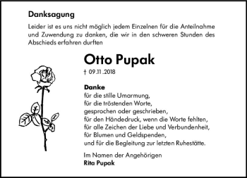 Traueranzeige von Otto Pupak von vrm-trauer
