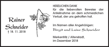 Traueranzeige von Rainer Schneider von  Kreisanzeiger