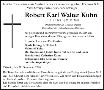 Traueranzeige von Robert Kuhn von vrm-trauer