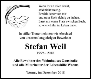 Traueranzeige von Stefan Weil von vrm-trauer