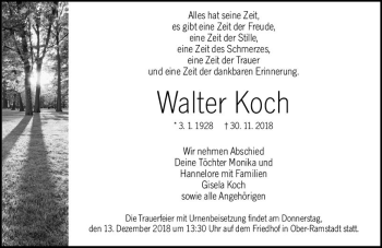 Traueranzeige von Walter Koch von vrm-trauer