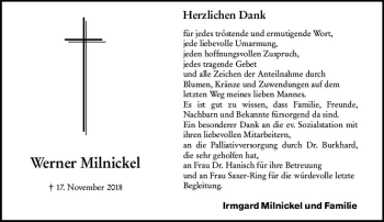 Traueranzeige von Werner Milnickel von vrm-trauer