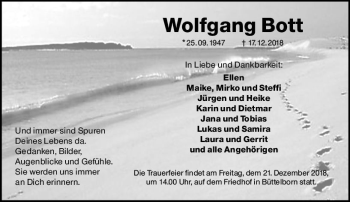 Traueranzeige von Wolfgang Bott von vrm-trauer