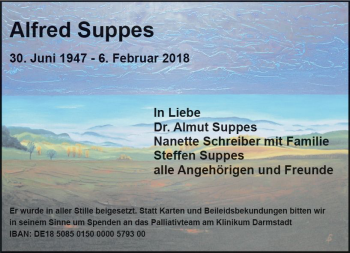 Traueranzeige von Alfred Suppes von Trauerportal Rhein Main Presse
