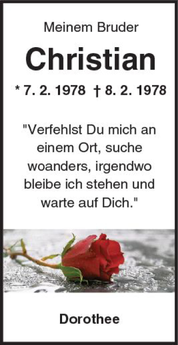 Traueranzeige von Christian  von Trauerportal Rhein Main Presse