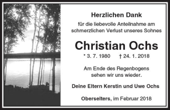 Traueranzeige von Christian Ochs von  Camberger Anzeiger