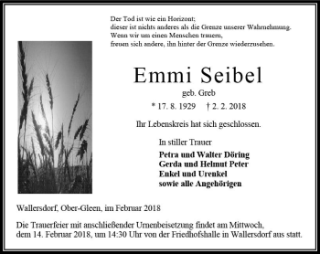 Traueranzeige von Emmi Seibel von VRM Trauer
