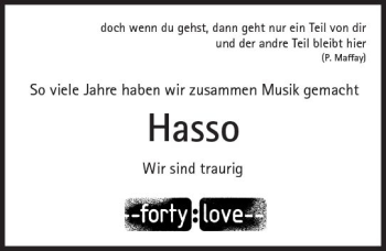 Traueranzeige von Hasso  von Trauerportal Rhein Main Presse