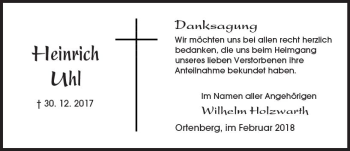 Traueranzeige von Heinrich Uhl von  Kreisanzeiger