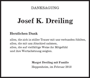 Traueranzeige von Josef Dreiling von Trauerportal Rhein Main Presse