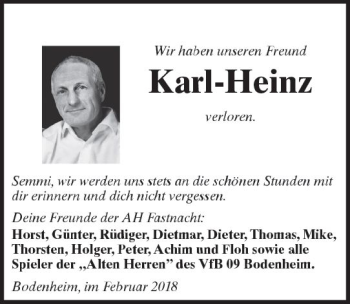 Traueranzeige von Karl-Heinz Semsei von Trauerportal Rhein Main Presse