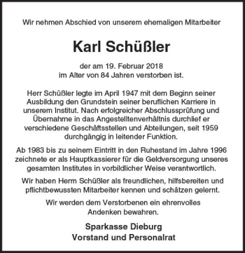 Traueranzeige von Karl Schüßler von Trauerportal Rhein Main Presse