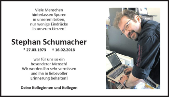 Traueranzeige von Stephan Schumacher von Trauerportal Rhein Main Presse