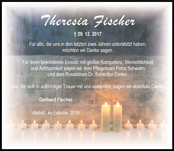 Traueranzeige von Theresia Fischer von VRM Trauer