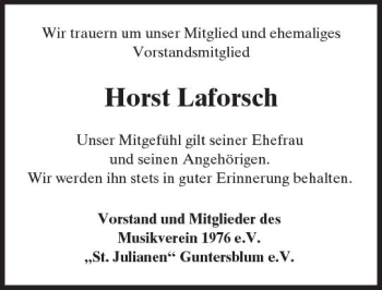Traueranzeige von Horst Laforsch von Trauerportal Rhein Main Presse