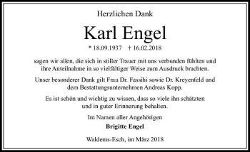 Traueranzeige von Karl Engel von  Camberger Anzeiger