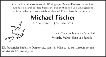 Traueranzeige von Michael Fischer von Trauerportal Rhein Main Presse