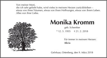Traueranzeige von Monika Kromm von  Kreisanzeiger