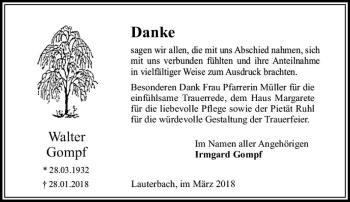 Traueranzeige von Walter Gompf von VRM Trauer