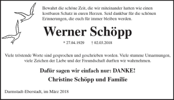 Traueranzeige von Werner Schöpp von Trauerportal Rhein Main Presse