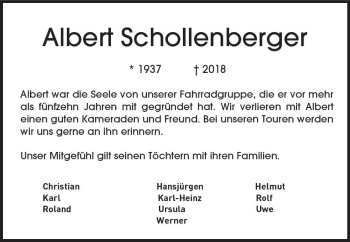 Traueranzeige von Albert Schollenberger von  Usinger Anzeiger