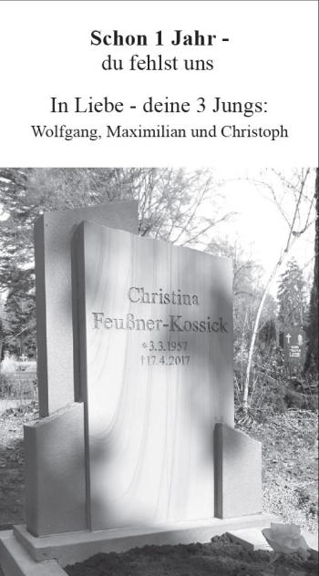 Traueranzeige von Christina Feußner-Kossick von Trauerportal Rhein Main Presse