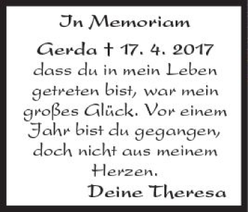 Traueranzeige von Gerda Bopp von  Kreisanzeiger