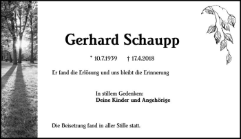 Traueranzeige von Gerhard Schaupp von Trauerportal Rhein Main Presse
