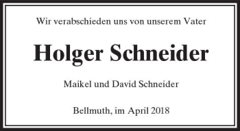 Traueranzeige von Holger Schneider von  Kreisanzeiger