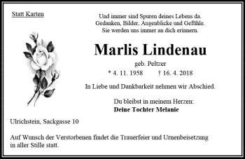 Traueranzeige von Marlis Lindenau von VRM Trauer