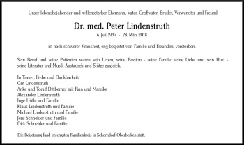 Traueranzeige von Peter Lindenstruth von Trauerportal Rhein Main Presse