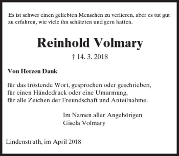 Traueranzeige von Reinhold Volmary von  Gießener Anzeiger