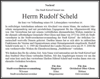 Traueranzeige von Rudolf Scheld von VRM Trauer