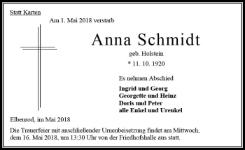 Traueranzeige von Anna Schmidt von VRM Trauer
