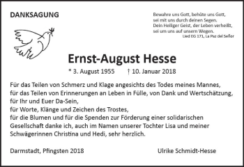 Traueranzeige von Ernst-August Hesse von Trauerportal Rhein Main Presse