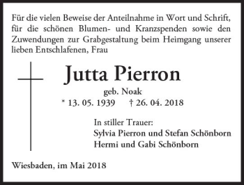 Traueranzeige von Jutta Pierron von Trauerportal Rhein Main Presse