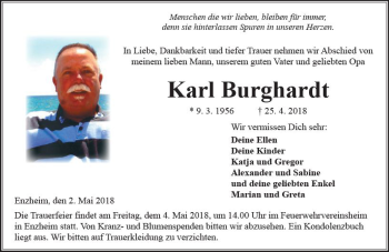 Traueranzeige von Karl Burghardt von  Kreisanzeiger