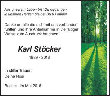 Traueranzeige von Karl Stöcker von  Gießener Anzeiger
