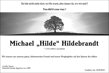Traueranzeige von Michael  Hildebrandt von Trauerportal Rhein Main Presse