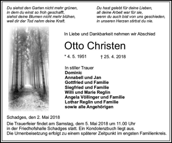 Traueranzeige von Otto Christen von VRM Trauer